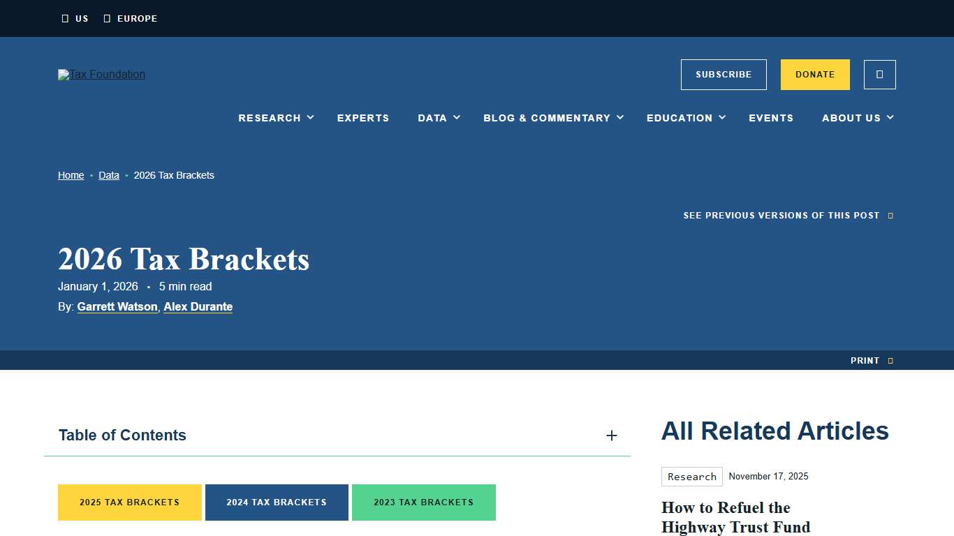 2026 Tax Brackets and Federal Income Tax Rates | Tax Foundation
